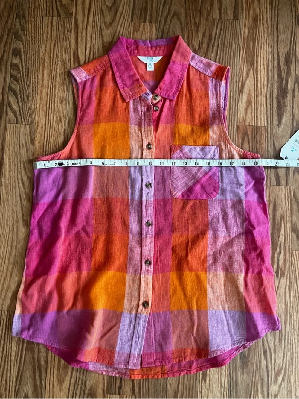 Time and Tru Sleeveless Button-Down Top - M (8-10) - NWT - Picture 5 of 7